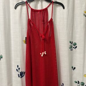Red Crochet Beach cover up  with Shell Detail